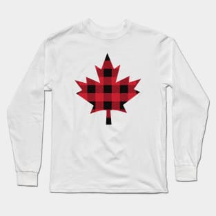 Canadian Maple Leaf with lumberjack plaid Long Sleeve T-Shirt